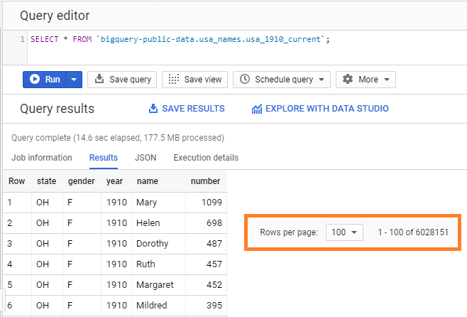 BigQuery Create Table: Selecting Data from Table
